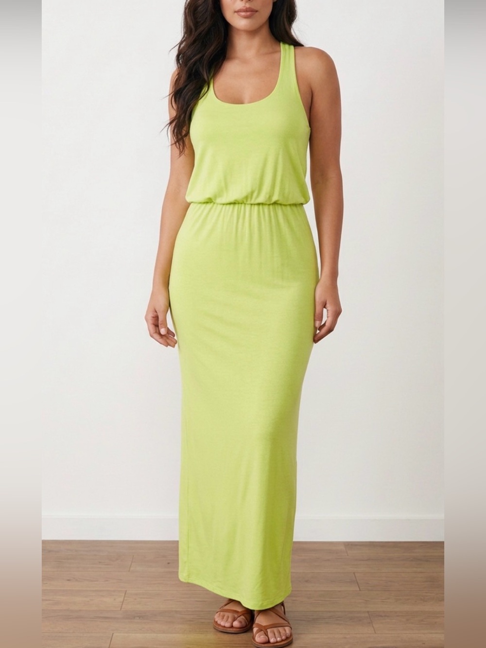 Sleeveless Lime Green Maxi Dress